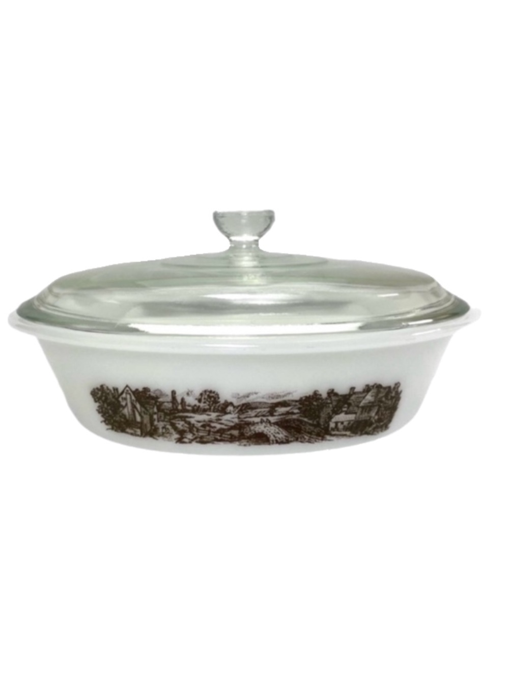 Vintage Glasbake Casserole Dish with Lid 1 Quart Oval
